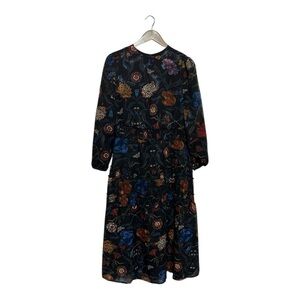 Weekend Women's Dark Floral Midi Maxi Dress Smocked Modest Size Small Long